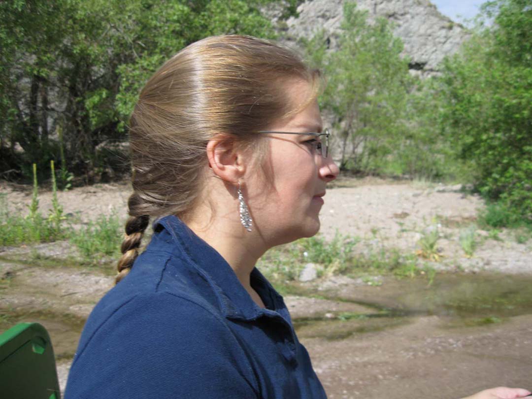 Nadine Straitt is performing an intial hydrostatic survey of the natural water power system that flows through the ranch.  Hydro-turbines can add vital clean renewable power to the ranch's micro-grid.